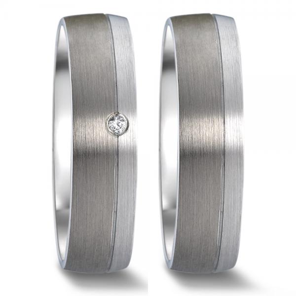 Weidner Trauringe Weissgold 62054 + 72054